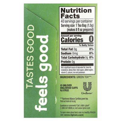 Lipton, Grüner Tee, 40 Teebeutel, 2,11 oz (60 g)