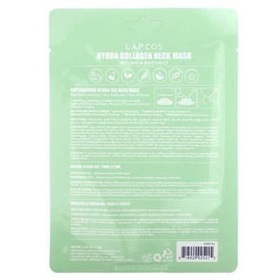 Lapcos, Hydra Collagen, auffüllende Hydra-Gel-Halsmaske, 1 Blatt, 0,53 oz (15 g)