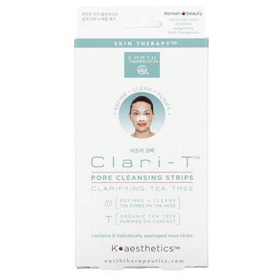Earth Therapeutics, Clari-T Pore Cleansing Strips, Tea Tree Clarifying, 6 Nasal Strips