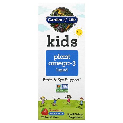 Garden of Life, Kids Plate Omega-3 Liquid, Strawberry, 2 Fl Oz (57,5 ml)