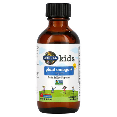 Garden of Life, Kids Plate Omega-3 Liquid, Strawberry, 2 Fl Oz (57,5 ml)