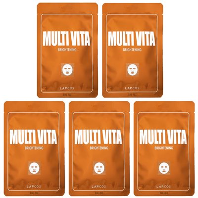 Lapcos, Multi Vita Brightening Beauty Sheet Mask, 5 sheets, 0.84 fl oz (25 ml)
