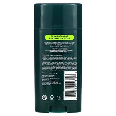 Jason Natural, męski, dezodorant, olej z nasion konopi + aloes, 2,5 uncji (71 g)