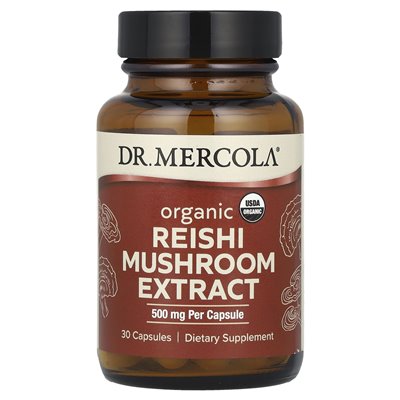 Dr Mercola, Ekologiczny ekstrakt z grzybów Reishi, 500 mg, 30 kapsułek