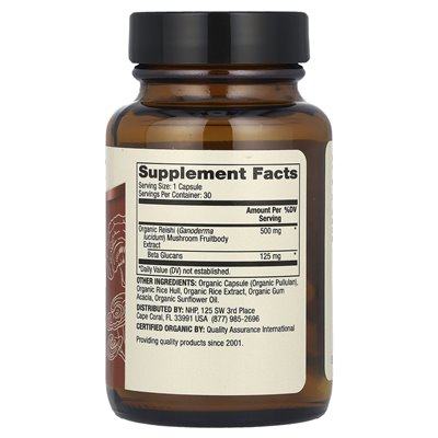Dr Mercola, Ekologiczny ekstrakt z grzybów Reishi, 500 mg, 30 kapsułek