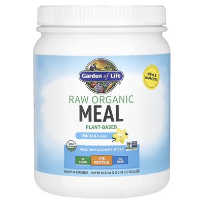 Garden of Life, Sur Organic Meal Replacement Powder, Plant-Based, Vanilla, 1 lb 2.52 oz (525 g)