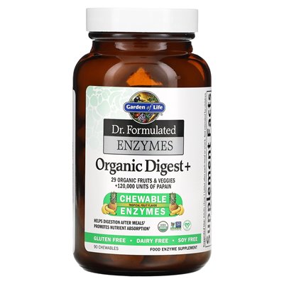 Garden of Life, Dr. Formulated Enzymes, Organic Digestion+, Tropical Fruits, 90 Chews