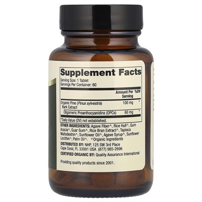 Dr. Mercola, Bio-Kiefernrindenextrakt mit OPC, 60 Tabletten