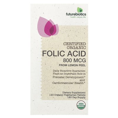 FutureBiotics, kwas foliowy z skórki cytrynowej, 800 mcg, 120 organicznych tabletek wegetariańskich FutureBiotics, kwas foliowy z skórki cytrynowej, 800 mcg, 120 organicznych tabletek wegetariańskich