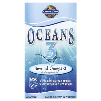 Garden of Life, Oceans 3 ™, Beyond Omega-3 z Omegaxanthin ™, 60 miękkich