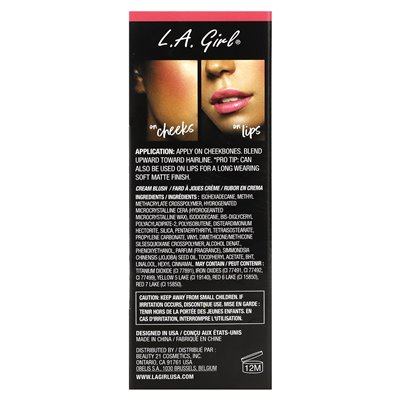 LA girl, soft matte cream blush, GBL444 Kiss up, 0.27 fl oz (8 ml)