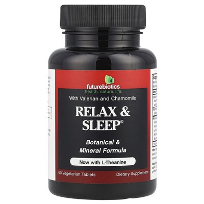 FutureBiotics, Relaks & Sleep® z l-teaniną, 60 tabletkami wegetariańskimi FutureBiotics, Relaks & Sleep® z l-teaniną, 60 tabletkami wegetariańskimi