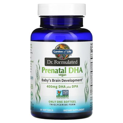Garden of Life, Dr sformułowany, wegański prenatal dha, 400 mg, 30 softgels