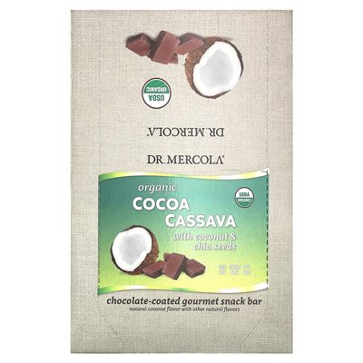 Dr. Mercola, Organic Cassava Coconut & Chia Seeds, 12 Bars, 1.55 oz (44 g)