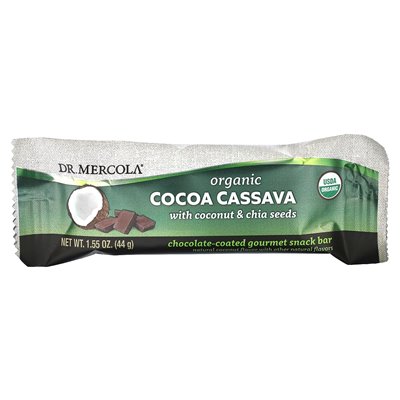 Dr. Mercola, Organic Cassava Coconut & Chia Seeds, 12 Bars, 1.55 oz (44 g)