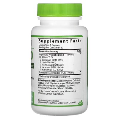 Hyperbiotics, Pre + Pro, 60 Milliarden KBE, 60 säurebeständige Kapseln
