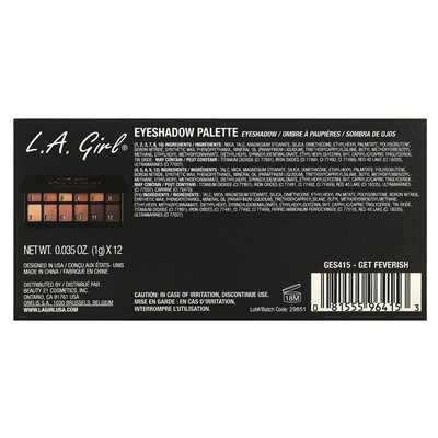 LA Girl, Lidschattenpalette, GES415 Get Feverish, 0,42 oz (12 g)