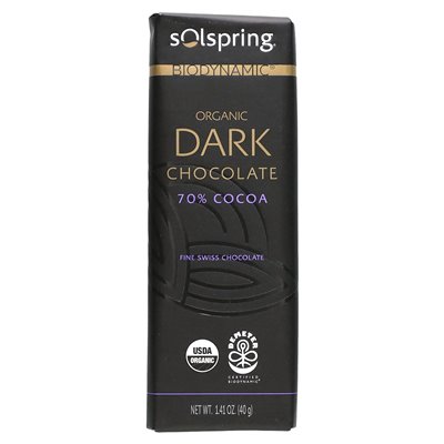 Dr. Mercoli, Solspring, Biodynamisch, Zartbitterschokolade, 70 % Kakao, 12 Riegel, je 40 g