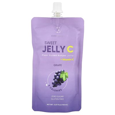 Everydaze, Sweet Jelly C, Plant-Based Konjac Jelly, Grape, 5.07 fl oz (150 ml)