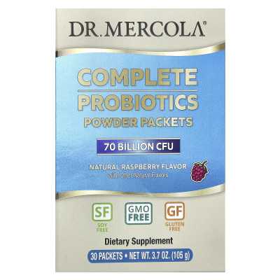 Dr. Mercola, Kompletne Probiotyki w Proszku, Naturalny Malinowy, 70 miliardów j. CFU, 30 opakowań, 0,12 uncji (3,5 g) każdy Dr. Mercola, Kompletne Probiotyki w Proszku, Naturalny Malinowy, 70 miliardów j. CFU, 30 opakowań, 0,12 uncji (3,5 g) każdy