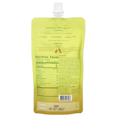 Everydaze, Sweet Jelly C, oparta na roślinach Jelly Konjac, ananas, 5.07 Fl Oz (150 ml) Everydaze, Sweet Jelly C, oparta na roślinach Jelly Konjac, ananas, 5.07 Fl Oz (150 ml)