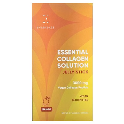 Everydaze, Essential Collagen Solution Jelly Stick, Mango, 3000 mg, 10 Sticks, je 0,7 oz (20 g)