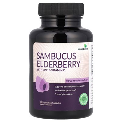 FutureBiotics, Sambucus Emanberry z cynkiem i witaminą C, 60 kapsułek wegetariańskich