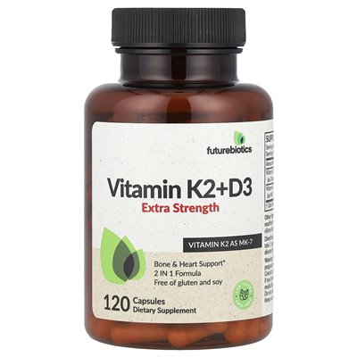FutureBiotics, Vitamin K2 + D3, Extra Strength, 120 Capsules