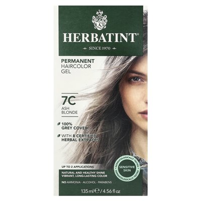 Herbatint, stały żel fryzurowy, 7c, Ash Blonde, 4,56 fl oz (135 ml) Herbatint, stały żel fryzurowy, 7c, Ash Blonde, 4,56 fl oz (135 ml)