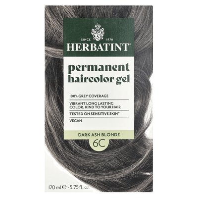 Herbatint, Permanent Haircolor Gel, 6C Dark Ash Blonde, 4.56 fl oz (135 ml) Herbatint, Permanent Haircolor Gel, 6C Dark Ash Blonde, 4.56 fl oz (135 ml)