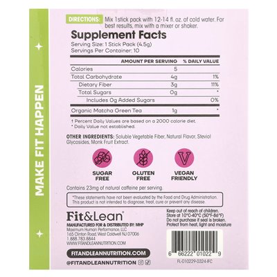 Fit & Lean, Matcha Amore Eistee, Himbeertee, 10 Packungen, 0,16 oz (4,5 g)