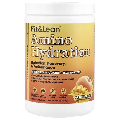 Fit &amp Lean, Amino Hydration, Peach Mango, 12,3 uncji (350 g)