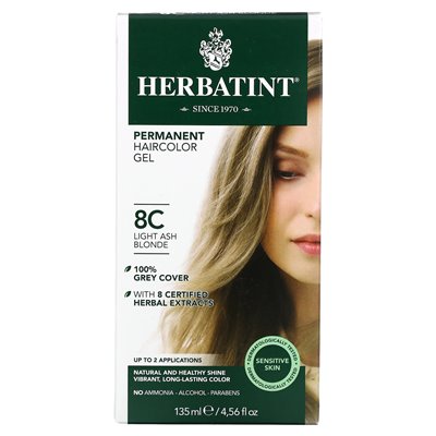 Herbatint, stały żel fryzurowy, 8c, lekka bledzi popiołu, 4,56 fl oz (135 ml)