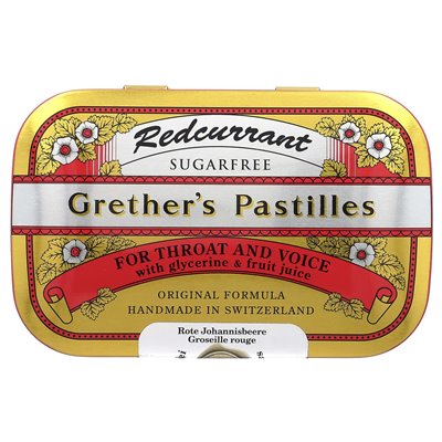 Pastilles Grether, dla gardła i głosu, bez cukru, redcurrant, 24 pasenges, 2 1/8 uncji (60 g)
