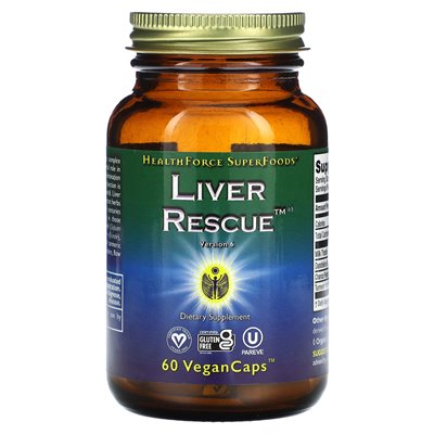 HealthForce Superfoods, wątroba ratownictwo, wersja 6, 60 wegańskich czapek