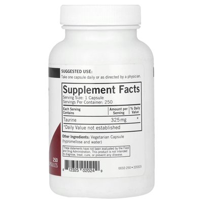 Kirkman Labs, tauryna, 325 mg, 250 kapsułek