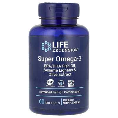 Rozszerzenie życia, super omega-3, olej rybny EPA/DHA, sezam lignans i wyciąg z oliwek, 60 miękkich Rozszerzenie życia, super omega-3, olej rybny EPA/DHA, sezam lignans i wyciąg z oliwek, 60 miękkich