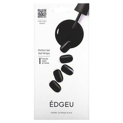 Edgeu, Perfect Gel Nails, ENF 905 Extreme Black, 19-piece set