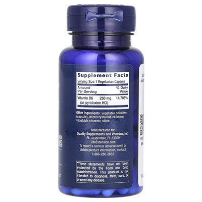 Rozszerzenie życia, witamina B6, 250 mg, 100 kapsułek wegetariańskich