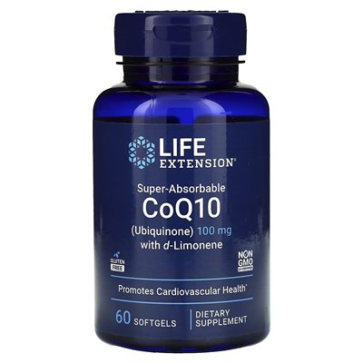 Rozszerzenie życia, super-absorbable COQ10 (ubichinon) z d-limonenem, 100 mg, 60 miękkich
