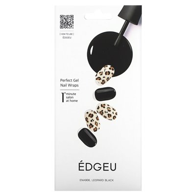 Edgeu, Perfect Gel Paznokcie, Ena 906 Leopard Black, 19 -częściowy zestaw