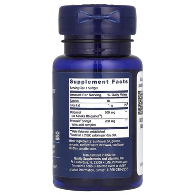 Rozszerzenie życia, Super Ubiquinol COQ10 z ulepszonym wsparciem mitochondrialnym, 200 mg, 30 miękkich