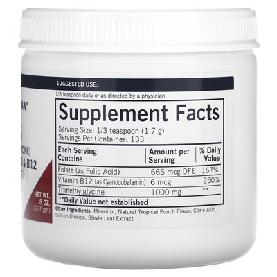 Kirkman Labs, TMG (Trimethylglycine) with Folic Acid & B12 Powder, 8 oz (227 g) Kirkman Labs, TMG (Trimethylglycine) with Folic Acid & B12 Powder, 8 oz (227 g)
