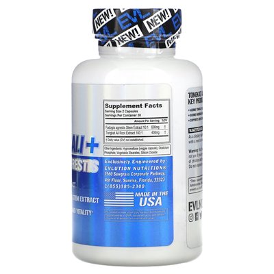 Evlution Nutrition, Tongkat Ali + Fadogia agrestis, 400 mg, 60 Gemüsekapseln (200 mg pro Kapsel)