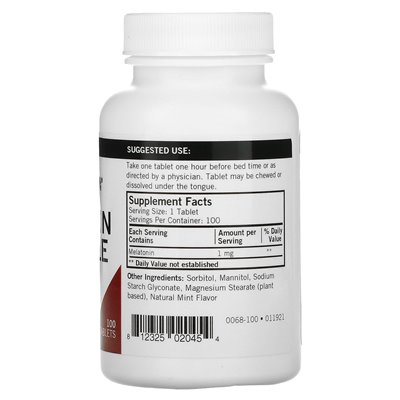 Kirkman Labs, tabletki do żucia melatoniny, 1 mg, 100 tabletek