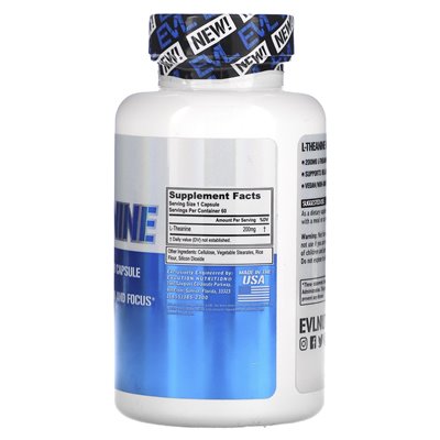 Evlution Nutrition, L-Theanin, 200 mg, 60 vegetarische Kapseln