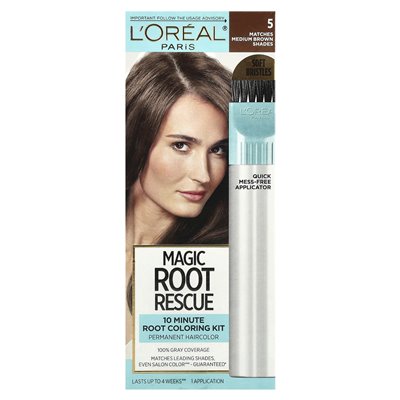 L'Oréal, Magic Root Rescue, 10 -minutowy zestaw do kolorowania korzeni, 5 średniego brązu, 1 aplikacja