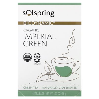 Dr Mercoli, Solspring, Biodynamic, Erchiczne Imperial Green Tea, 18 toreb herbaty, 1,27 uncji (36 g) Dr Mercoli, Solspring, Biodynamic, Erchiczne Imperial Green Tea, 18 toreb herbaty, 1,27 uncji (36 g)