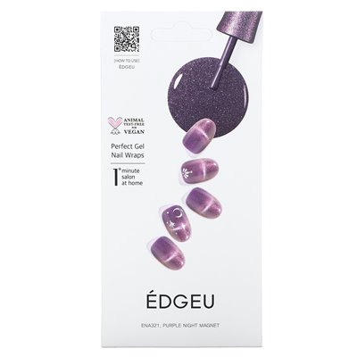 Edgeu, Perfect Gel Nails, Ena 321 Purple Night Magnet, 19-piece set