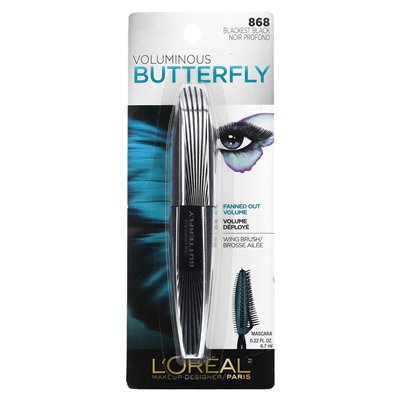 L'Oréal, voluminous butterfly mascara, 868 Blackest Black, 0.22 fl oz (6.7 ml)